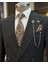 Italyan Stil Kruvaze Ekose Ceket Pantolon Erkek Takım Elbise Siyah T11126 2
