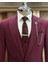 Italyan Stil Ceket Yelek Pantolon Takım Elbise Bordo T12004 2