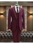 Italyan Stil Ceket Yelek Pantolon Takım Elbise Bordo T12004 3