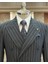 Italyan Stil Slim Fit Çizgili Kruvaze Ceket Pantolon Takım Elbise Lacivert T11938 4