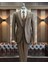 Italyan Stil Slim Fit Ceket Yelek Pantolon Takım Elbise Kahverengi T9953 5