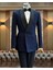 Italyan Stil Slim Fit Şal Yaka Kruvaze Ceket Pantolon Damatlık Set Lacivert T12032 1