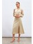 Yırtmaçlı Saten Etek - Bej 2