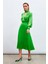 Yırtmaçlı Saten Etek - Yeşil 3