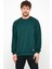 Erkek Koyu Yeşil Basic Bisiklet Yaka Regular Fit Normal Kesim 2 Iplik Sweatshirt 3