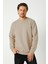 Erkek Bej Basic Bisiklet Yaka Regular Fit Normal Kesim 2 Iplik Sweatshirt 3