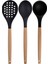Siyah Bambu Silikon Set - Kepçe, Kaşık, Kevgir, Makarna, Açılı Spatula, Silikon Kaşık, Metal Maşa 7 li Set 2