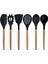 Siyah Bambu Silikon - Kepçe, Kaşık, Kevgir, Makarna, Açılı - Düz Spatula, Silikon - Metal Maşa, Silikon Kaşık, Makas 10 lu Set 2