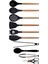 Siyah Bambu Silikon - Kepçe, Kaşık, Kevgir, Makarna, Açılı - Düz Spatula, Silikon - Metal Maşa, Silikon Kaşık, Makas 10 lu Set 3
