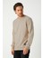 Erkek Bej Basic Bisiklet Yaka Regular Fit Normal Kesim 2 Iplik Sweatshirt 2