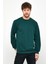 Erkek Koyu Yeşil Basic Bisiklet Yaka Regular Fit Normal Kesim 2 Iplik Sweatshirt 1