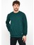 Erkek Koyu Yeşil Basic Bisiklet Yaka Regular Fit Normal Kesim 2 Iplik Sweatshirt 4