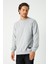 Erkek Gri Basic Bisiklet Yaka Regular Fit Normal Kesim 2 Iplik Sweatshirt 3