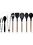 Siyah Bambu Silikon - Kepçe, Kaşık, Kevgir, Makarna, Açılı Spatula, Silikon - Metal Maşa, Silikon Kaşık 8 li Set 1
