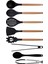 Siyah Bambu Silikon - Kepçe, Kaşık, Kevgir, Makarna, Açılı Spatula, Silikon - Metal Maşa, Silikon Kaşık 8 li Set 3