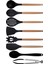 Siyah Bambu Silikon - Kepçe, Kaşık, Kevgir, Makarna, Açılı - Düz Spatula, Metal Maşa, Silikon Kaşık 8 li Set 3