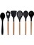 Siyah Bambu Silikon Set - Kepçe, Kaşık, Kevgir, Makarna, Açılı Spatula, Silikon Kaşık 6 lı Set 1