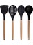 Siyah Bambu Silikon Set - Kepçe, Kaşık, Kevgir, Makarna, Açılı Spatula, Silikon Kaşık 6 lı Set 2