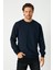 Erkek Lacivert Basic Bisiklet Yaka Regular Fit Normal Kesim 2 Iplik Sweatshirt 3