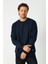 Erkek Lacivert Basic Bisiklet Yaka Regular Fit Normal Kesim 2 Iplik Sweatshirt 4