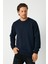 Erkek Lacivert Basic Bisiklet Yaka Regular Fit Normal Kesim 2 Iplik Sweatshirt 1