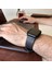 Apple Watch Uyumlu Yandan Dikişli Deri Saat kordonu Siyah 3