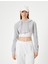 Crop Spor Sweatshirt Kapüşonlu Fermuarlı Rahat Kesim 3