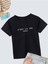 Ünisex Rahat Kalıp Pamuklu Baskılı Siyah Çocuk T-Shirt 1