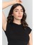 Çetinkaya Fithit 3266 Kadın Bisiklet Yaka Penye Basic Crop T-Shirt Siyah 3