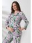 Penye Önden Düğmeli Hamile Lohusa Uzun Kol Pijama Takımı 5