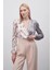 Çift Desenli Kruvaze Bodysuit Bluz - Gri 2