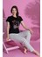 Dreamy Pamuklu Kalp Desenli Kısa Kollu Kadın Pijama Takımı 1