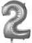 Gümüş 2 Rakam Folyo Balon 36 cm 1 Adet 1