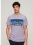 Bisiklet Yaka Baskılı Mor Erkek T-Shirt M1011904A2AC_CALI Strıped Logo T Sh 1