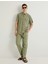 Gabardin Pantolon Beli Bağcıklı Cep Detaylı - Koton - 4SAM40046HW - Haki - 38 4