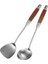 Karbon Çelik Için Paslanmaz Çelik Spatula, Paslanmaz Çelik Wok Spatula Metal, Wok Alet Seti, Ahşap Saplı Çorba Kepçesi (Yurt Dışından) 1