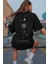 Kadın The Moon Siyah Bisiklet Yaka Oversize Salas T-Shirt 2