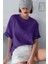 Kadın The Moon Mor Bisiklet Yaka Oversize Salas T-Shirt 2