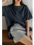 Kadın Lacivert Basic Düz Baskısız Oversize Salas T-Shirt 1