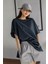 Kadın Lacivert Basic Düz Baskısız Oversize Salas T-Shirt 3