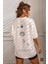 Kadın The Moon Beyaz Bisiklet Yaka Oversize Salas T-Shirt 1