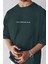 Erkek Dragon Baskılı Petrol Yeşili Bisiklet Yaka Oversize Salaş T-Shirt 2