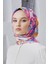 Scarf Linen Keten Karışımlı Pamuklu Zambak Desenli Eşarp 2