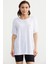 Büyük Beden Düşük Kol Penye Tişört - Beyaz 2