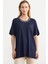 Büyük Beden Penye Tişört - Lacivert 1