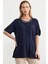 Büyük Beden Penye Tişört - Lacivert 3