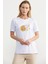 Baskılı Basic Penye Tişört - Beyaz 2