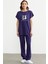 Baskılı Pantolon Bluz Penye Takım - Lacivert 2