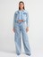 71486 Pileli Kar Yıkama Denim Pantolon-Mavi 1