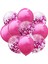 Pembe Konfetili Şeffaf Balon Ve fuşya Balon Seti 20 Adet 1